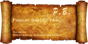 Pascus Boglárka névjegykártya